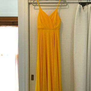 Lulus Yellow Spaghetti-Strap Gown, Size Small, Worn Once